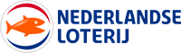 Logo van de Nederlandse Loterij met een gestileerde oranje vis binnen een ronde rode en blauwe rand, met rechts de tekst NEDERLANDSE LOTERIJ in vetgedrukte blauwe letters.